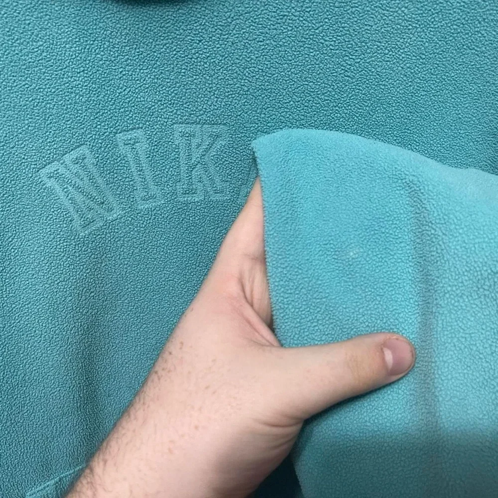 vintage 90s blue Nike gray tag Nike front graphic retro fleece sweatshirt hoodie - Picture 6 of 8